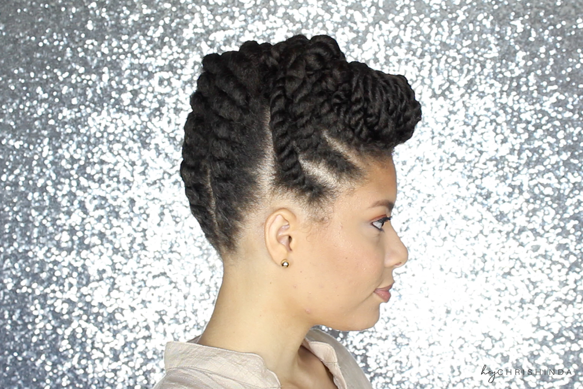 natural hair flat twist updo protective style