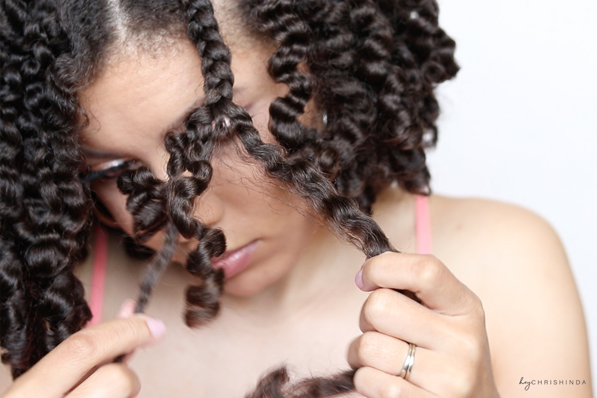 Perfectly defined braid out on natural hair