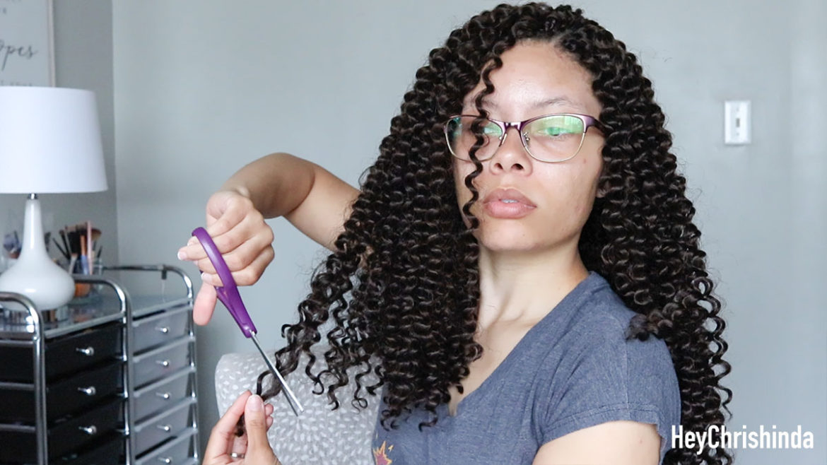 How to Cut Long Crochet Braids into a Short Style | Hey Chrishinda